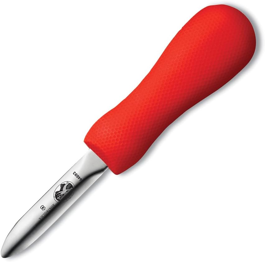 Oyster Knife 4-Inch Boston Style Blade, Red SuperGrip Handle