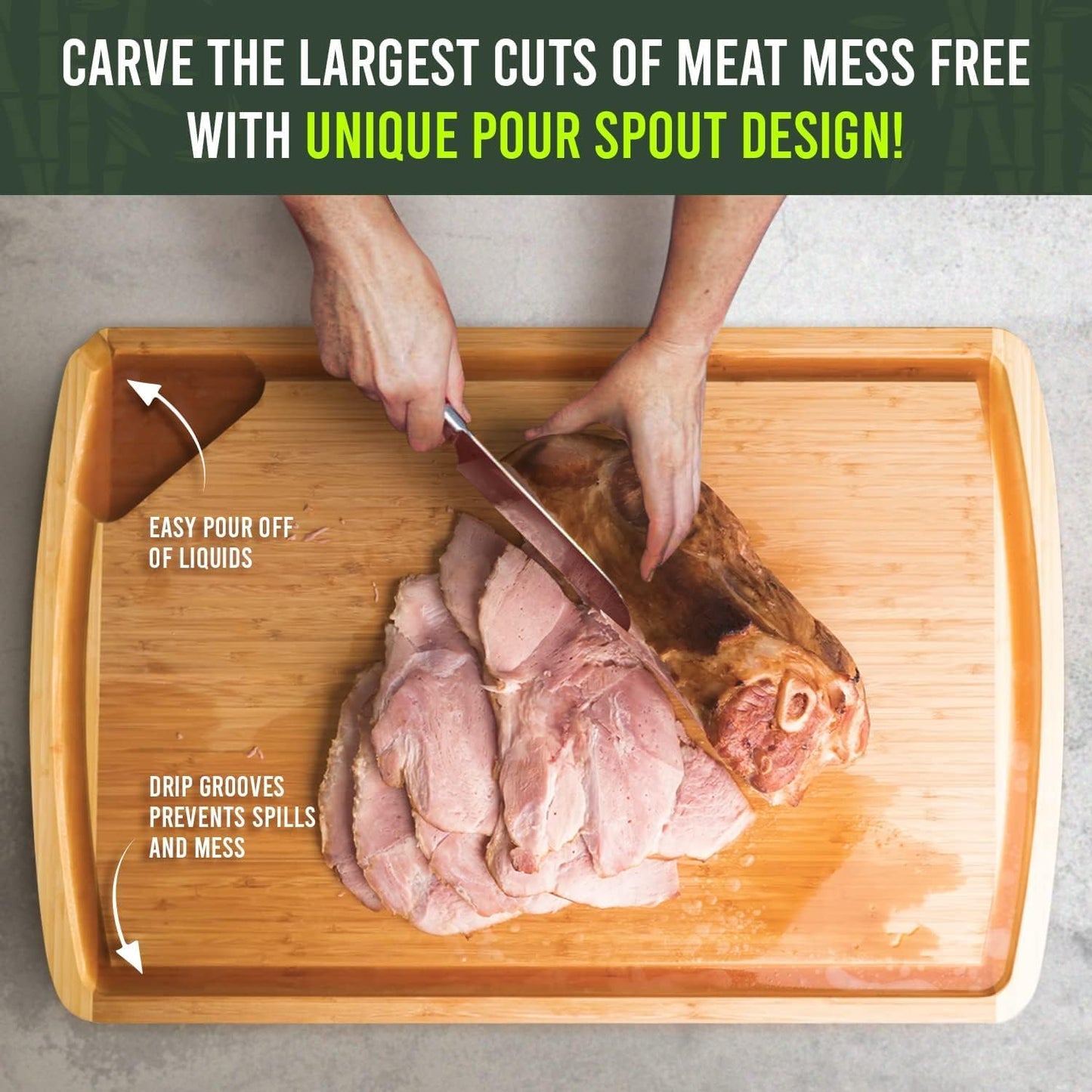 30 x 20 Organic Extra Large Cutting Board with Lifetime Replacements – Wood Bamboo Chopping Board - Wooden Butcher Block Cutting Board for Carving Turkey, Grilling Brisket and BBQ