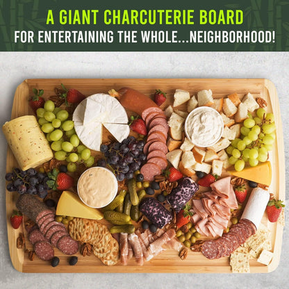 30 x 20 Organic Extra Large Cutting Board with Lifetime Replacements – Wood Bamboo Chopping Board - Wooden Butcher Block Cutting Board for Carving Turkey, Grilling Brisket and BBQ