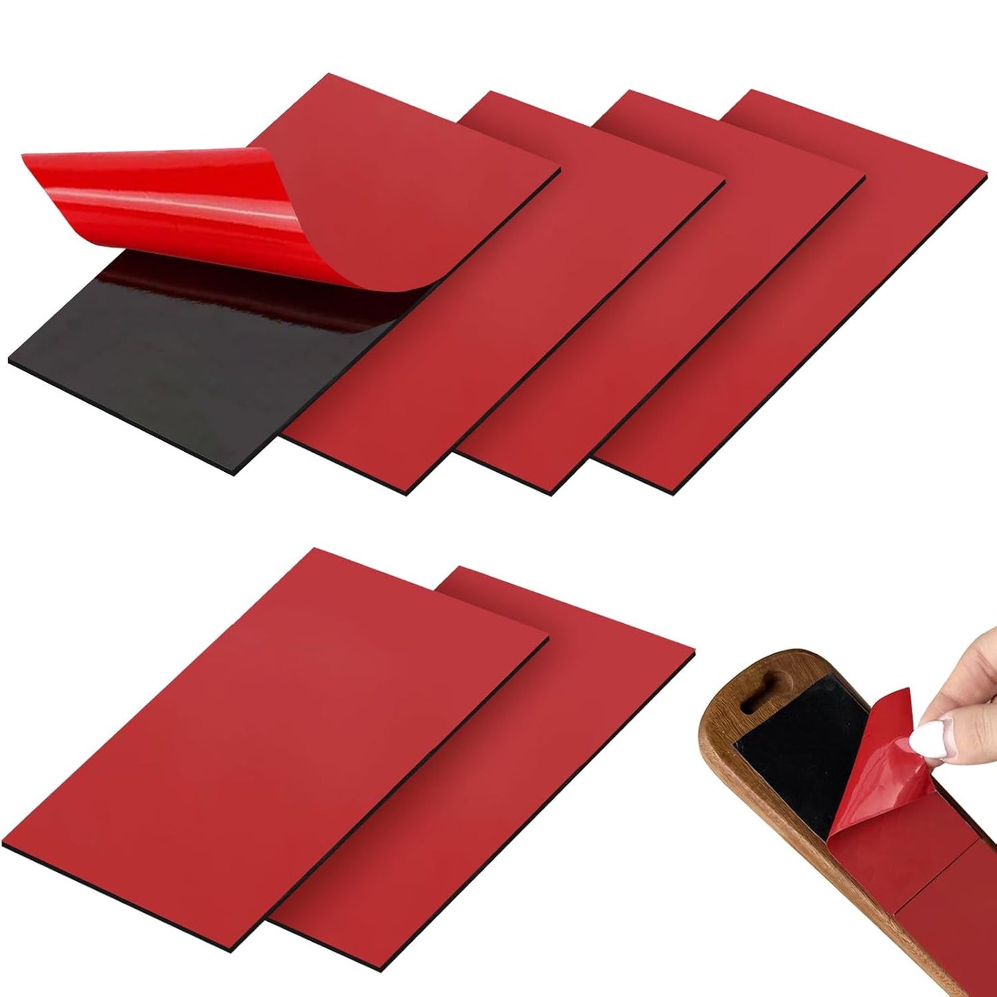 6-Pack Self-Adhesive Strips (3.3" × 1.9") for Magnetic Knife Holder – No Drill, No Screws, Adhesive Replacement Stickers for Wall Mount (Strips Only, Holder Not Included)