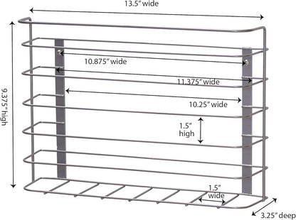 Tall Door Mount Cabinet Organizer with Steel Wire Frame in Nickel Powder Finish, Silver