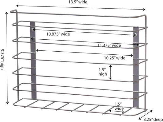 Tall Door Mount Cabinet Organizer with Steel Wire Frame in Nickel Powder Finish, Silver
