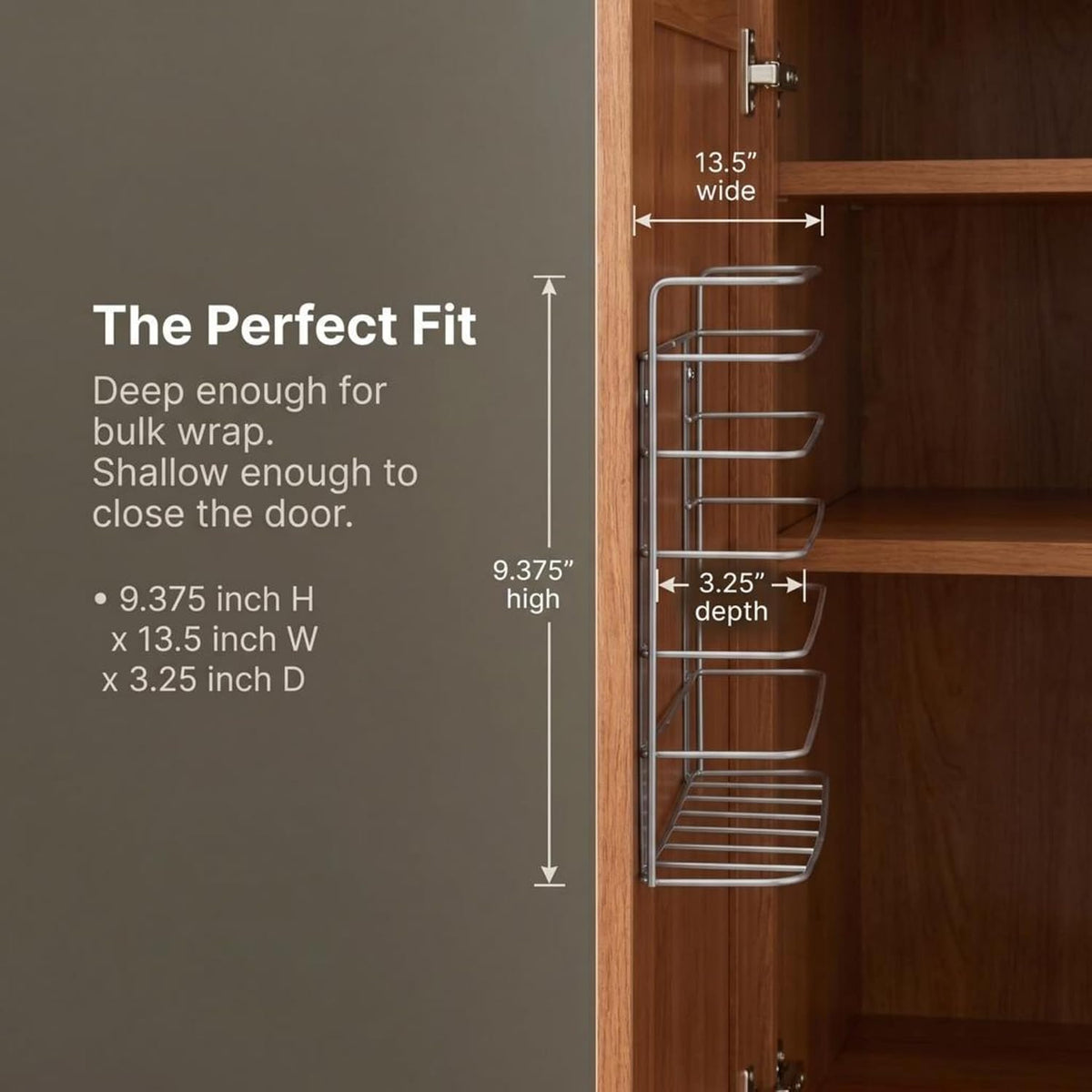 Tall Door Mount Cabinet Organizer with Steel Wire Frame in Nickel Powder Finish, Silver
