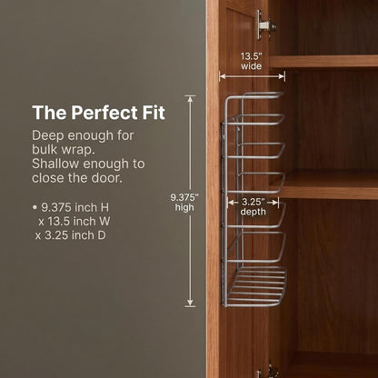 Tall Door Mount Cabinet Organizer with Steel Wire Frame in Nickel Powder Finish, Silver