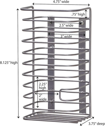 Tall Door Mount Cabinet Organizer with Steel Wire Frame in Nickel Powder Finish, Silver