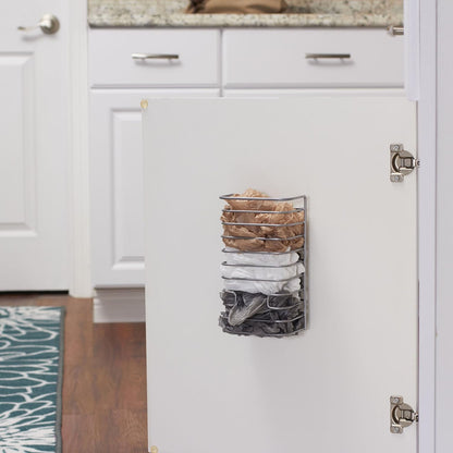 Tall Door Mount Cabinet Organizer with Steel Wire Frame in Nickel Powder Finish, Silver