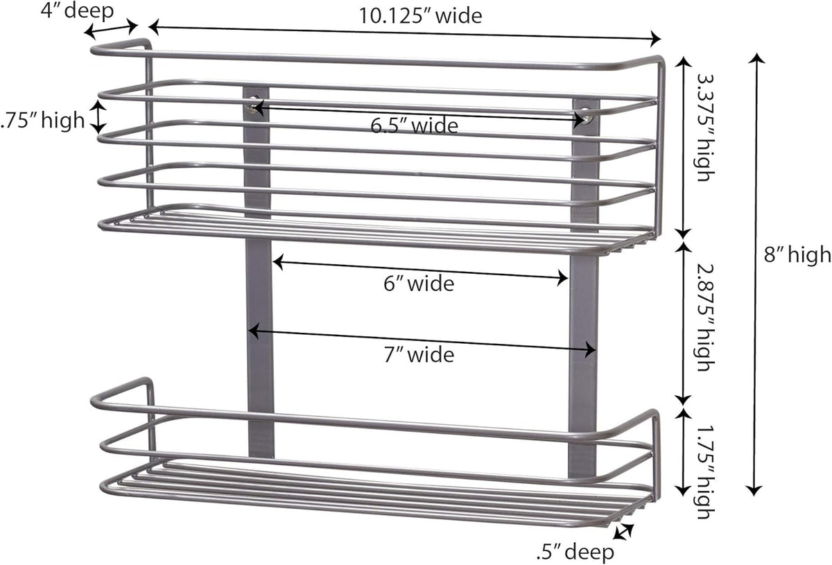 Tall Door Mount Cabinet Organizer with Steel Wire Frame in Nickel Powder Finish, Silver