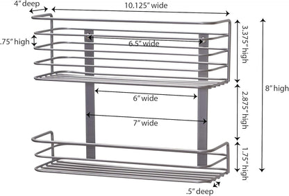 Tall Door Mount Cabinet Organizer with Steel Wire Frame in Nickel Powder Finish, Silver
