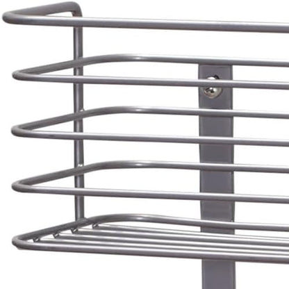 Tall Door Mount Cabinet Organizer with Steel Wire Frame in Nickel Powder Finish, Silver