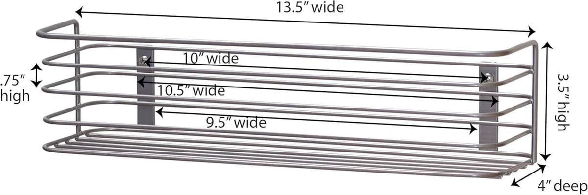 Tall Door Mount Cabinet Organizer with Steel Wire Frame in Nickel Powder Finish, Silver