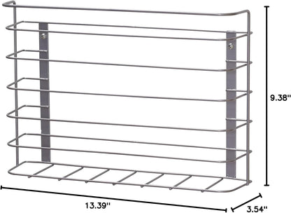Tall Door Mount Cabinet Organizer with Steel Wire Frame in Nickel Powder Finish, Silver