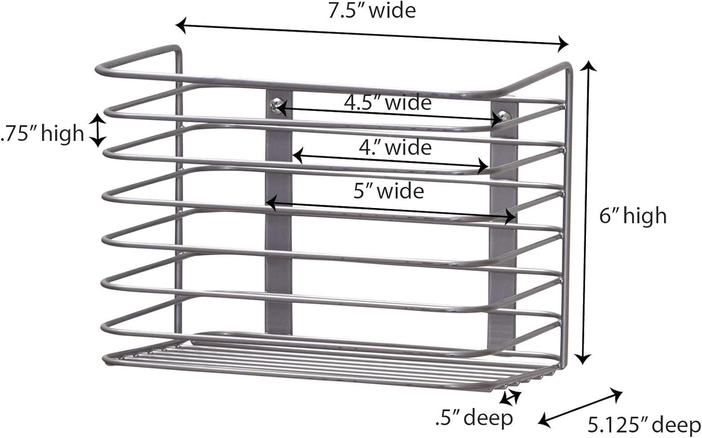 Tall Door Mount Cabinet Organizer with Steel Wire Frame in Nickel Powder Finish, Silver