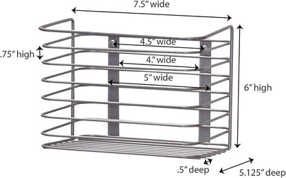 Tall Door Mount Cabinet Organizer with Steel Wire Frame in Nickel Powder Finish, Silver