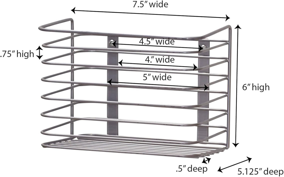 Tall Door Mount Cabinet Organizer with Steel Wire Frame in Nickel Powder Finish, Silver
