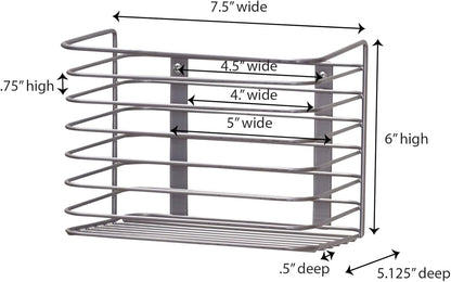 Tall Door Mount Cabinet Organizer with Steel Wire Frame in Nickel Powder Finish, Silver