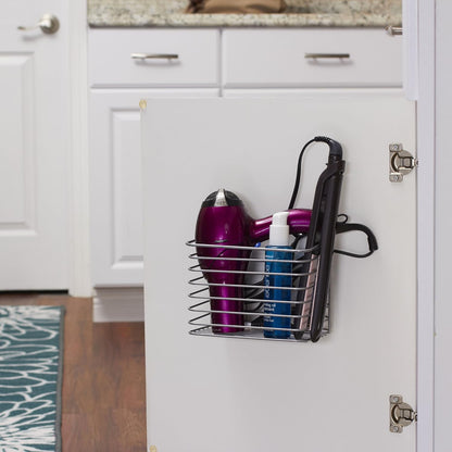 Tall Door Mount Cabinet Organizer with Steel Wire Frame in Nickel Powder Finish, Silver