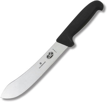Fibrox 7" Butcher Knife - Non-Slip Handle Straight Blade, Black | Swiss Made High-Carbon Stainless Steel Blade, Ergonomic NSF Certified Design, Professional Grade Dishwasher Safe Tool