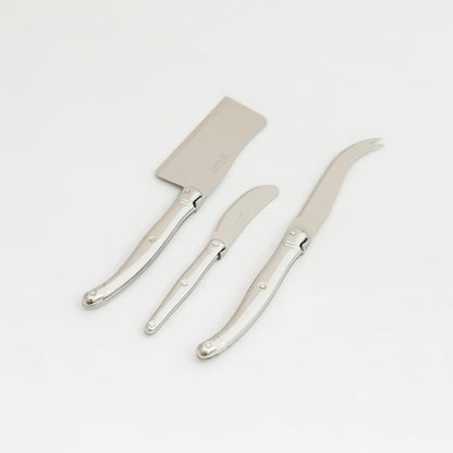 Laguiole 3-Piece Cheese Knife Set, Stainless Steel Handles