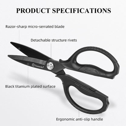 Kitchen Scissors All Purpose Heavy Duty Scissors Titanium Coated, Kitchen Shears for Food, Micro Serrated with Detachable Blades
