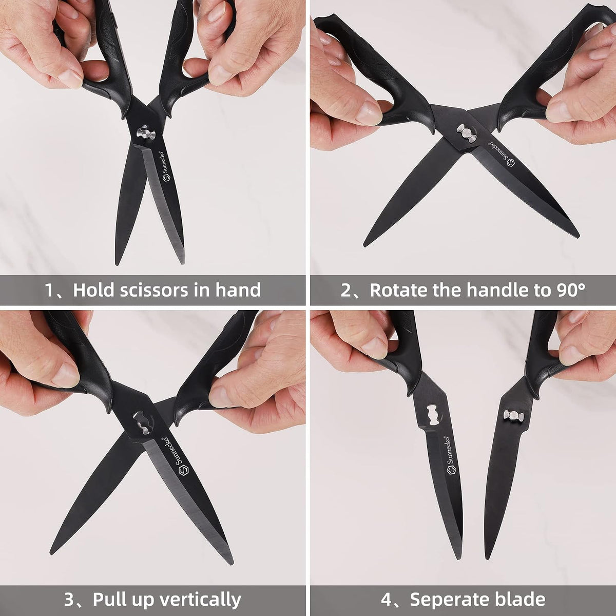 Kitchen Scissors All Purpose Heavy Duty Scissors Titanium Coated, Kitchen Shears for Food, Micro Serrated with Detachable Blades