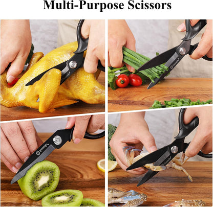Kitchen Scissors All Purpose Heavy Duty Scissors Titanium Coated, Kitchen Shears for Food, Micro Serrated with Detachable Blades