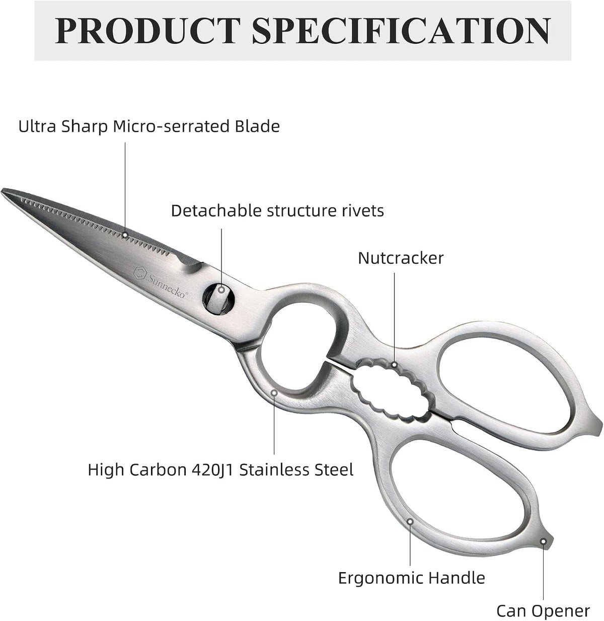 Kitchen Scissors All Purpose Heavy Duty Scissors Titanium Coated, Kitchen Shears for Food, Micro Serrated with Detachable Blades