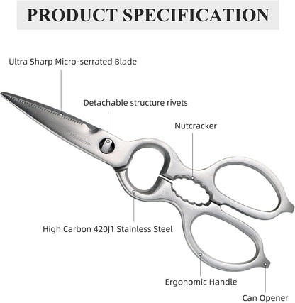 Kitchen Scissors All Purpose Heavy Duty Scissors Titanium Coated, Kitchen Shears for Food, Micro Serrated with Detachable Blades