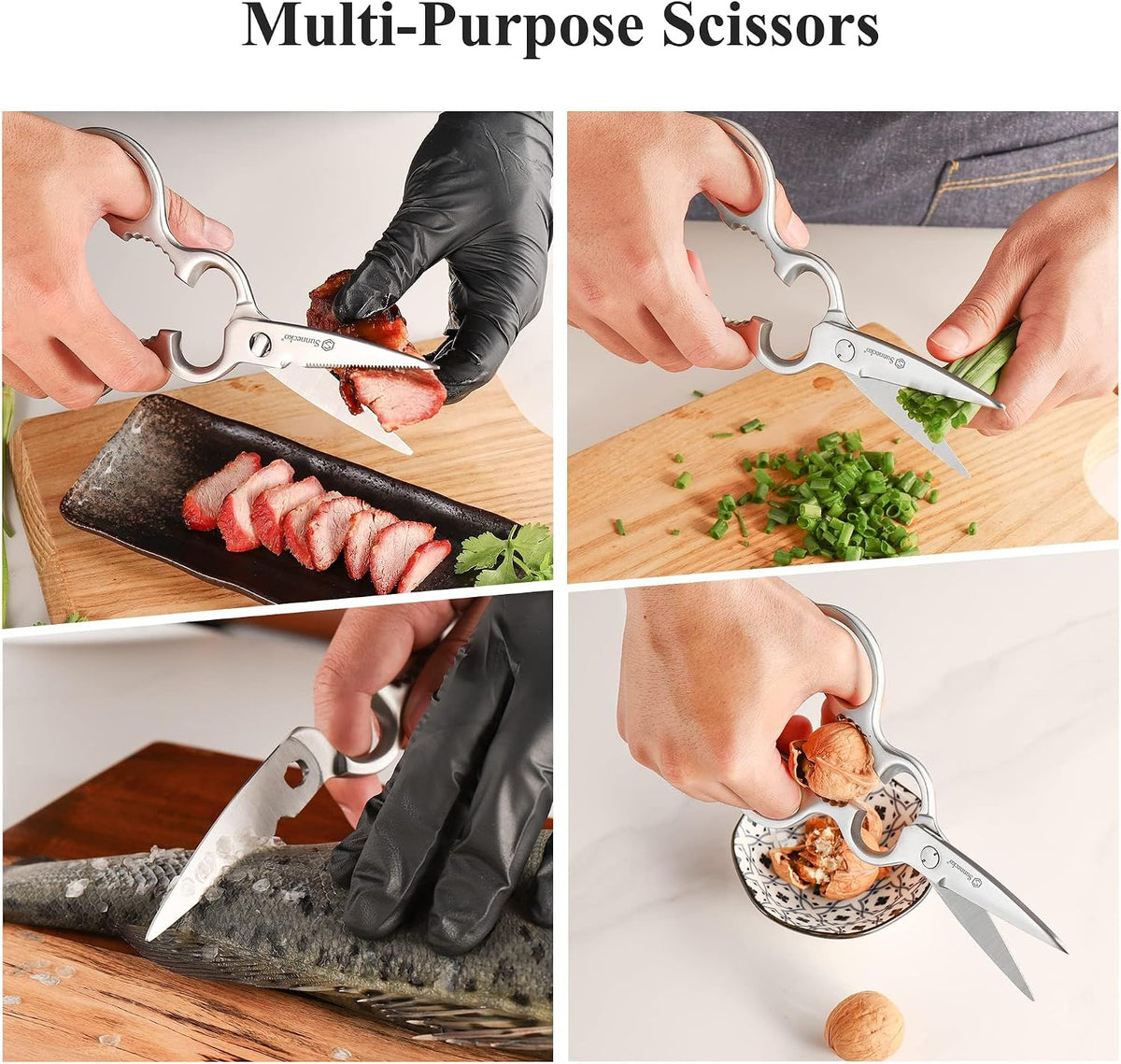 Kitchen Scissors All Purpose Heavy Duty Scissors Titanium Coated, Kitchen Shears for Food, Micro Serrated with Detachable Blades