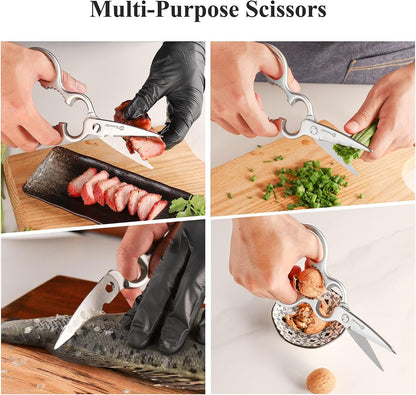 Kitchen Scissors All Purpose Heavy Duty Scissors Titanium Coated, Kitchen Shears for Food, Micro Serrated with Detachable Blades