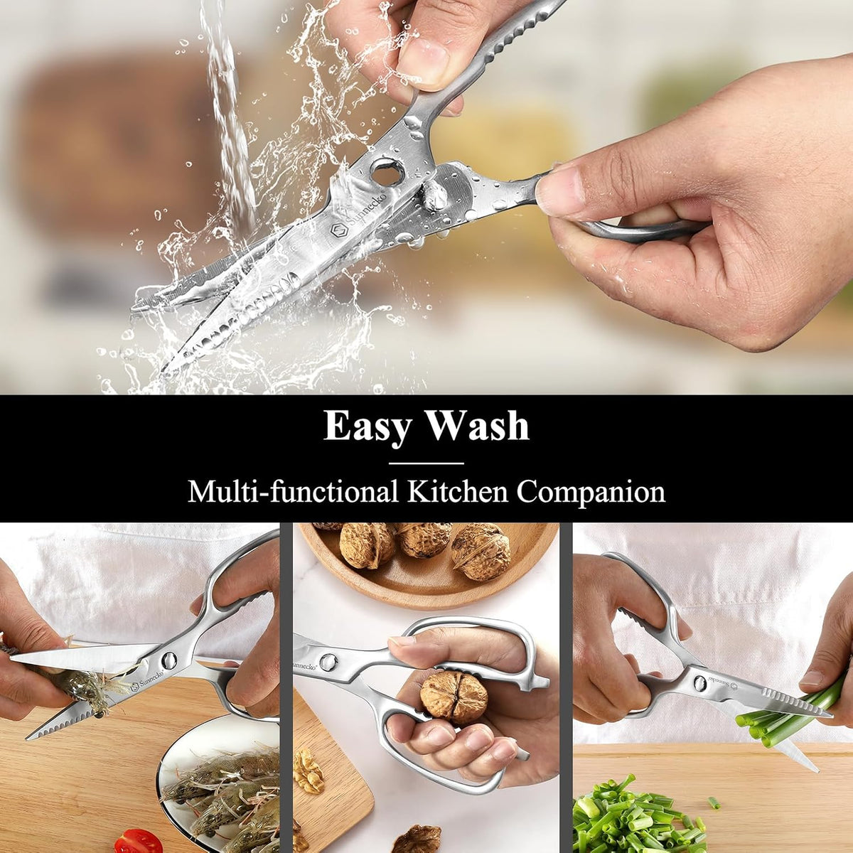 Kitchen Scissors All Purpose Heavy Duty Scissors Titanium Coated, Kitchen Shears for Food, Micro Serrated with Detachable Blades