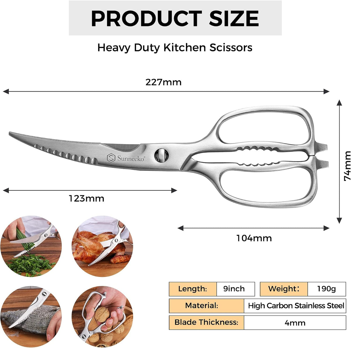 Kitchen Scissors All Purpose Heavy Duty Scissors Titanium Coated, Kitchen Shears for Food, Micro Serrated with Detachable Blades