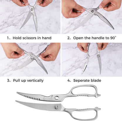 Kitchen Scissors All Purpose Heavy Duty Scissors Titanium Coated, Kitchen Shears for Food, Micro Serrated with Detachable Blades