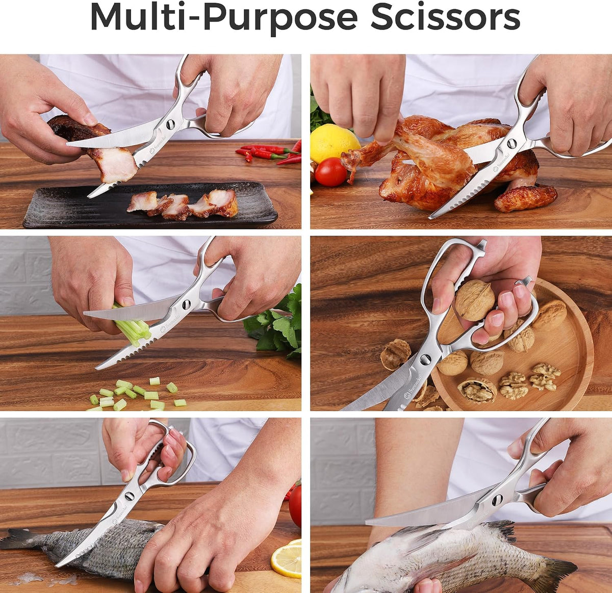 Kitchen Scissors All Purpose Heavy Duty Scissors Titanium Coated, Kitchen Shears for Food, Micro Serrated with Detachable Blades