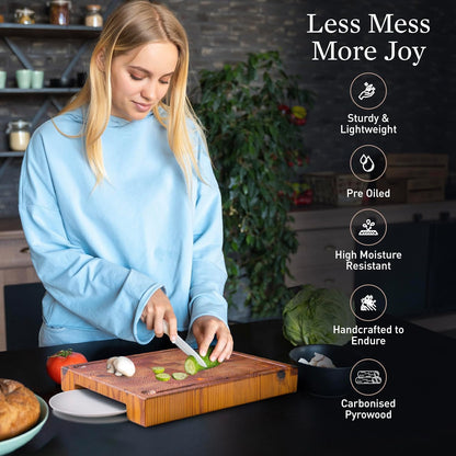 Cutting Board – Non Toxic End Grain Butcher Block with Handle, Charcuterie Boards, Cheese Board For Kitchen And Dining – Kitchen Must Haves Chopping Block - Food Safe Finishing