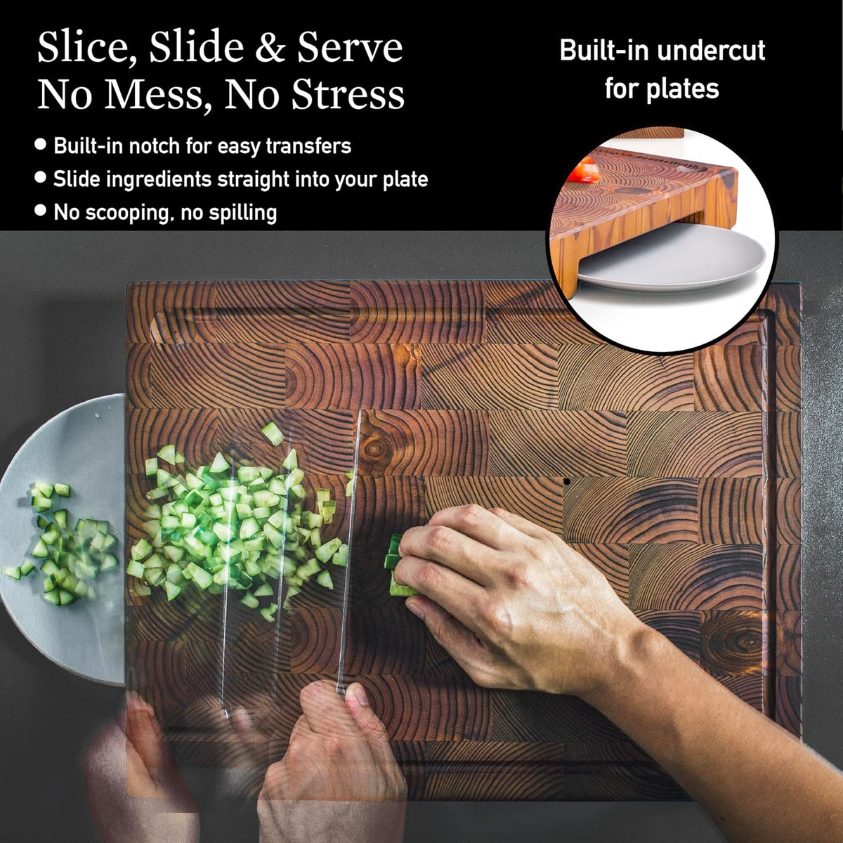Cutting Board – Non Toxic End Grain Butcher Block with Handle, Charcuterie Boards, Cheese Board For Kitchen And Dining – Kitchen Must Haves Chopping Block - Food Safe Finishing