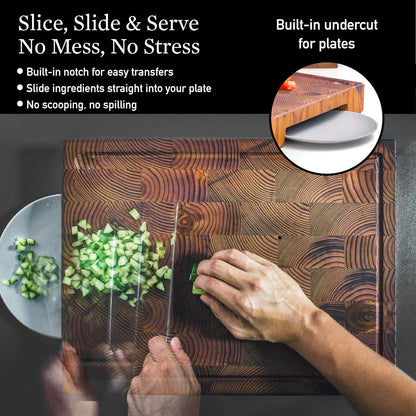 Cutting Board – Non Toxic End Grain Butcher Block with Handle, Charcuterie Boards, Cheese Board For Kitchen And Dining – Kitchen Must Haves Chopping Block - Food Safe Finishing