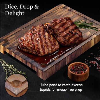 Cutting Board – Non Toxic End Grain Butcher Block with Handle, Charcuterie Boards, Cheese Board For Kitchen And Dining – Kitchen Must Haves Chopping Block - Food Safe Finishing