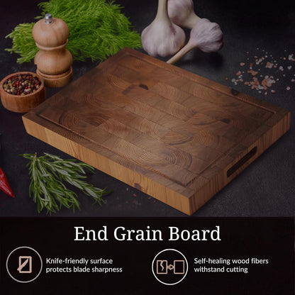 Cutting Board – Non Toxic End Grain Butcher Block with Handle, Charcuterie Boards, Cheese Board For Kitchen And Dining – Kitchen Must Haves Chopping Block - Food Safe Finishing