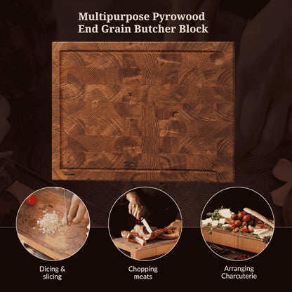 Cutting Board – Non Toxic End Grain Butcher Block with Handle, Charcuterie Boards, Cheese Board For Kitchen And Dining – Kitchen Must Haves Chopping Block - Food Safe Finishing