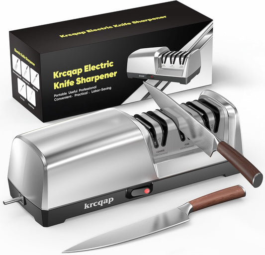 Electric Knife Sharpener for Kitchen Knives, 3-Stage, 15° Angle Guide, Fast, Repair