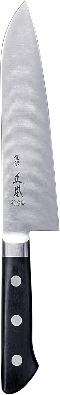 HC Japanese Santoku Knife 6.7" (170mm) Made in JAPAN, Bunka Professional All Purpose Kitchen Knife, Super Sharp Japanese Carbon Steel Blade, Full Tang Pakkawood Handle, Black