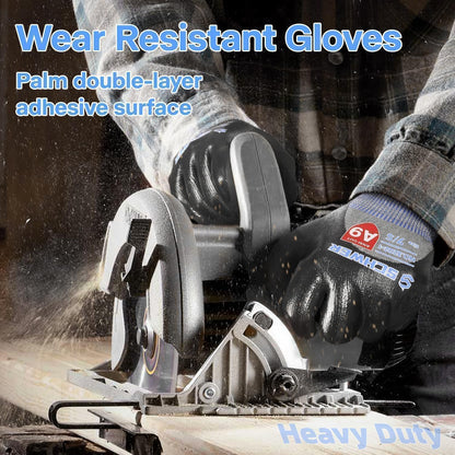 A9 Cut Resistant Work Gloves, 3/4 Double-Dipped Coating, PM3202, M | Level 5 Abrasion, Level 4 Puncture Resistant, 3/4 Water & Oil Proof, Strong Grip, 18 Gauge, Touchscreen, Durable, Heavy Duty