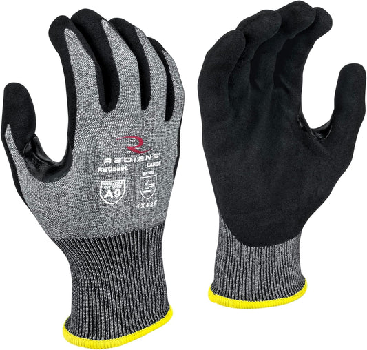Unisex Touchscreen Cut Level A9 Sandy Foam Nitrile Coated Cut Resistant Work Glove - Gray Shell/Black Palm, Standard Size M