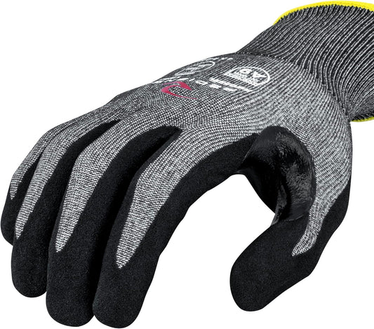 Unisex Touchscreen Cut Level A9 Sandy Foam Nitrile Coated Cut Resistant Work Glove - Gray Shell/Black Palm, Standard Size M