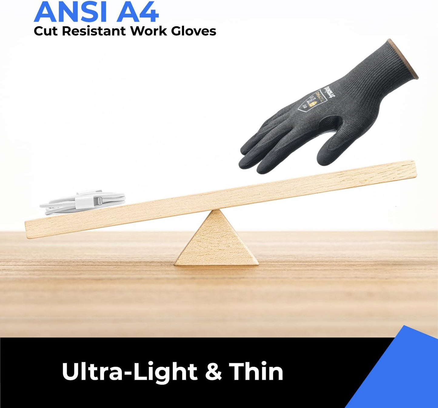 Metal Q Cut Resistant Set, Cut Resistant Sleeves for Thin Skin, Gardening, Pet Grooming & ANSI A4 Cut Resistant Work Gloves with Grip and Ultra Thin, Size Medium