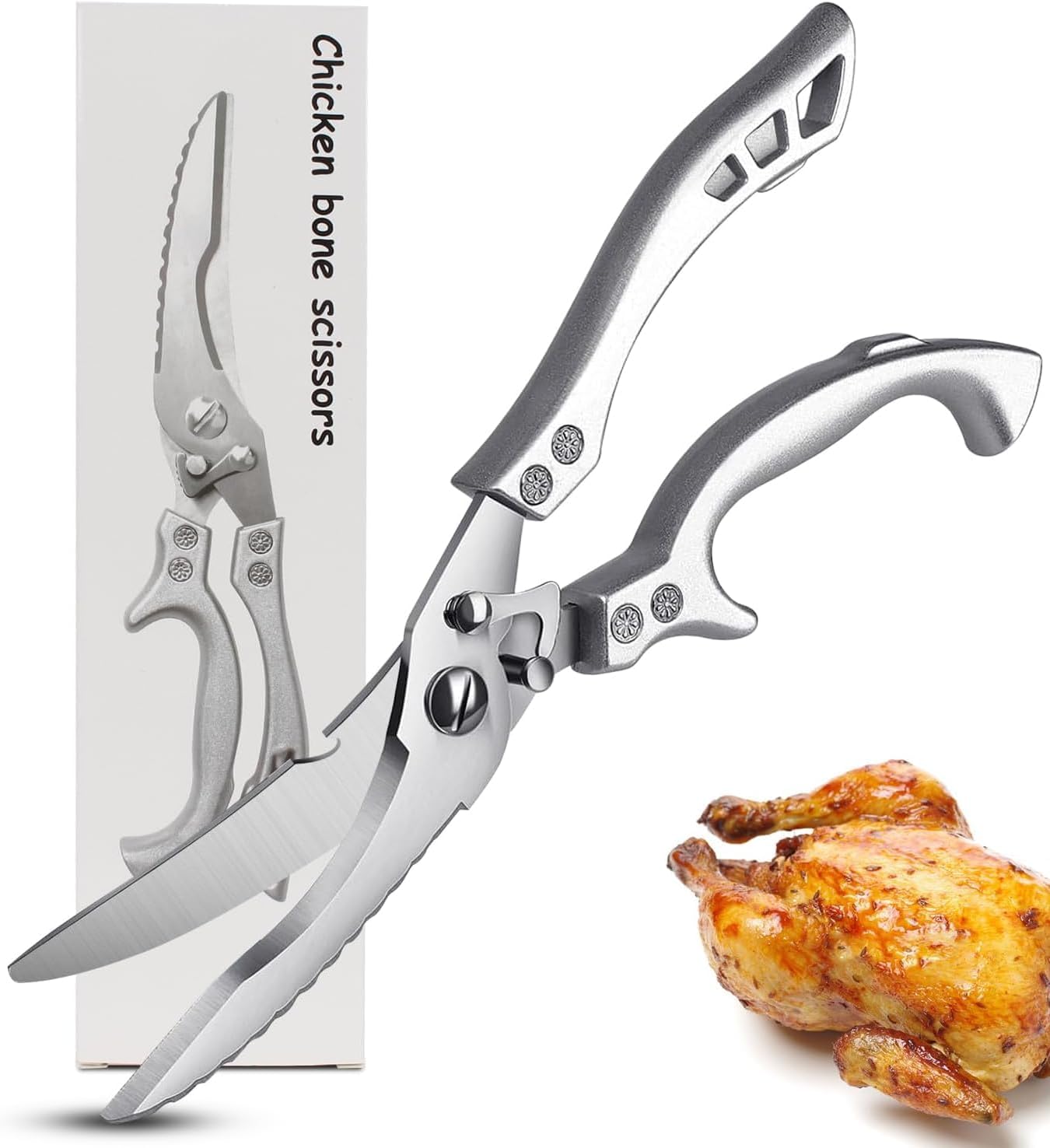 Poultry Shears, Heavy Duty Kitchen Shears With Anti-Slip Handle，Poultry Scissors for Meat, Chicken, Bone,Turkey, Fish