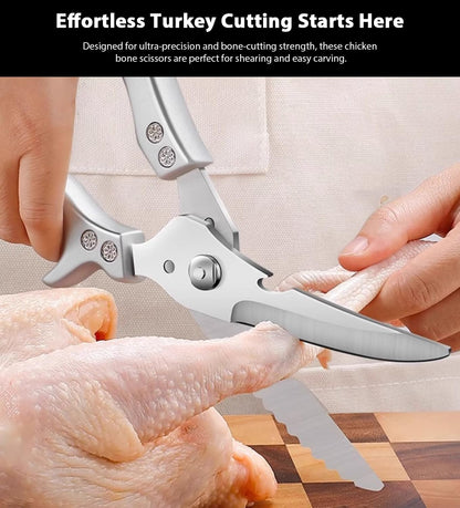 Poultry Shears, Heavy Duty Kitchen Shears With Anti-Slip Handle，Poultry Scissors for Meat, Chicken, Bone,Turkey, Fish
