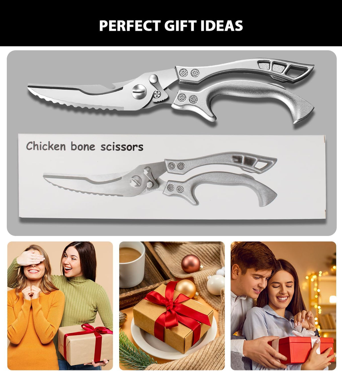 Poultry Shears, Heavy Duty Kitchen Shears With Anti-Slip Handle，Poultry Scissors for Meat, Chicken, Bone,Turkey, Fish