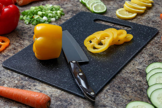 Plastic Kitchen Cutting Board Set of 2 - Non-Toxic, BPA-Free - Healthy Kitchen Boards - Dishwasher Safe - Ideal for Chopping, Slicing, and Dicing - Durable, Easy-to-Clean