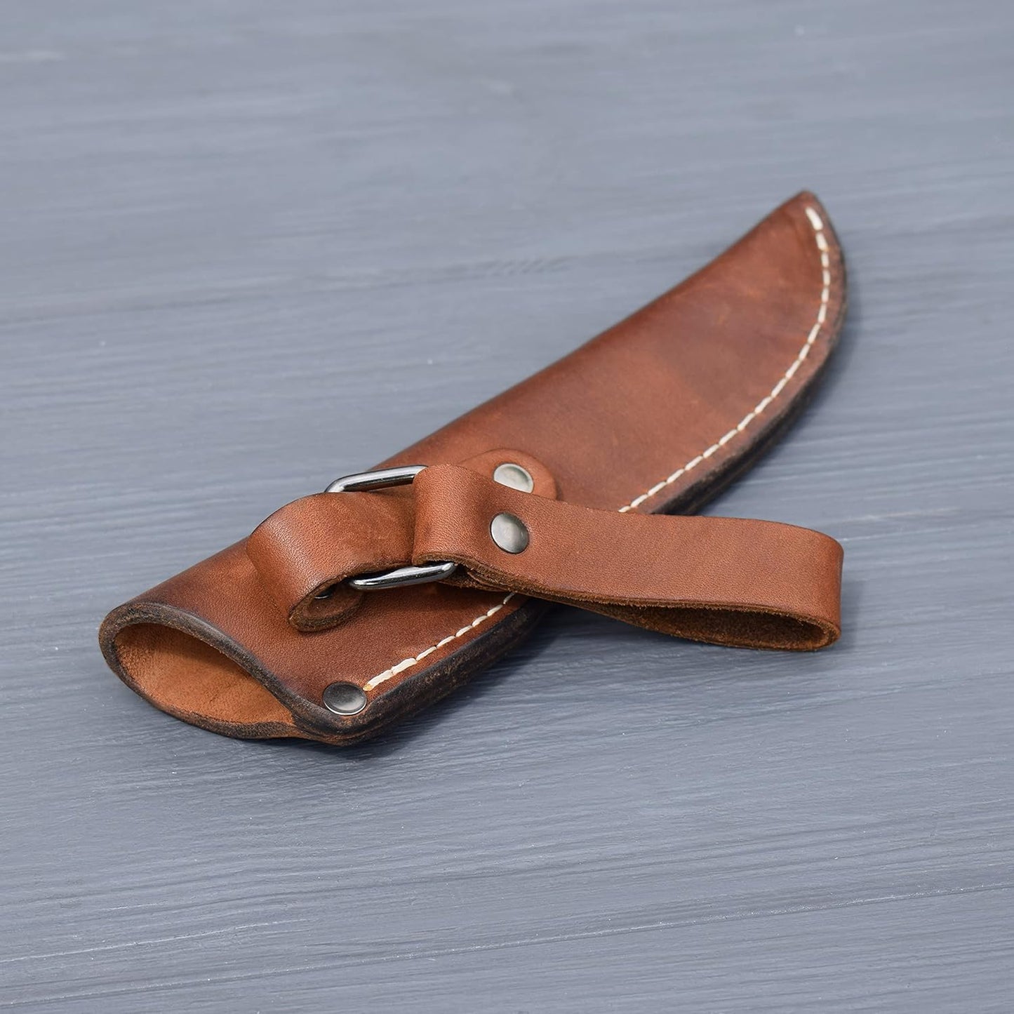 Left Hand Belt Knife Sheath - Brown Leather Sheath for Mora Garberg - Left-Hand Sheath with Belt Loop for Vertical Carry of Fixed Blade Knife - Free Suspension Leather